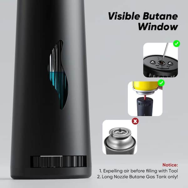 butane gas cigarette lighter Lynzavix Refillable Metal Butane Windproof Long Lighter with Adjustable  Flame and Visual Fuel Window for Grill Fireplace 29DSA05474