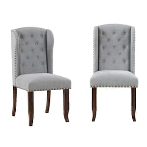Edmund Brown and Grey Polyester Seat Accent Dining Chair Set of Two