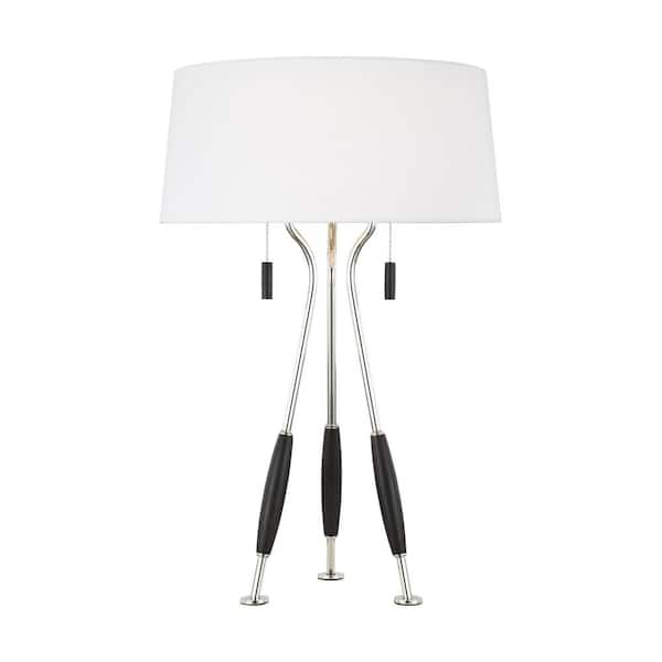 Generation Lighting ED Ellen DeGeneres Crafted by Generation Lighting Arbur 26 .625 in. Ebony Wood Table Lamp with White Linen Fabric Shade