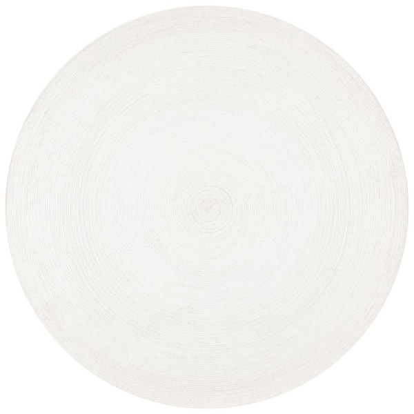 SAFAVIEH Braided Ivory 7 ft. x 7 ft. Round Speckled Solid Color Area Rug