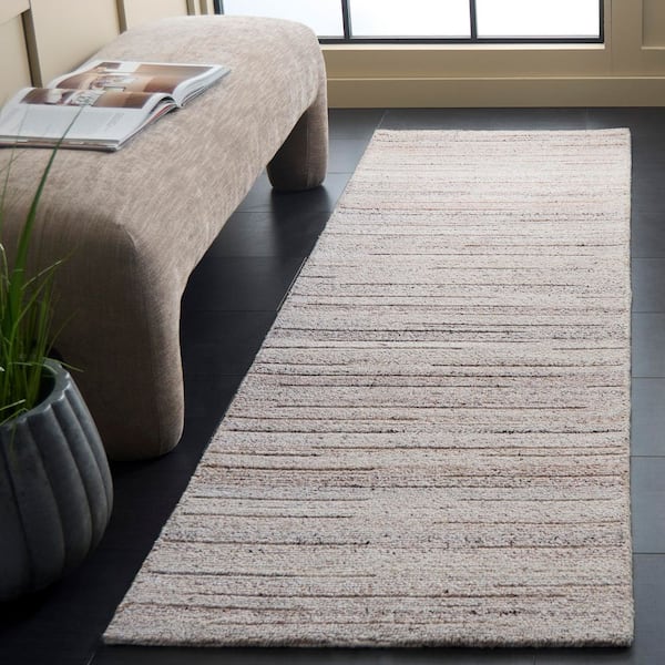 Natura 2 ft. x 8 ft. Beige Striped Distressed Runner Rug
