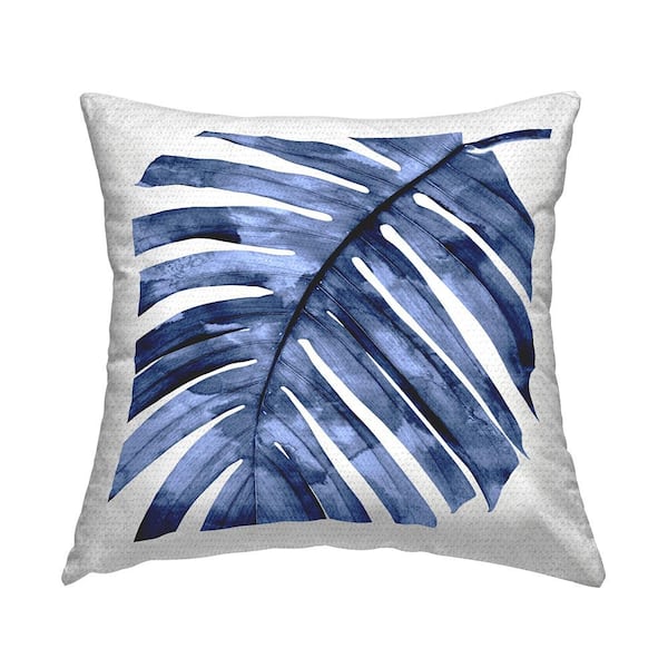 Stupell Industries Blue Tropical Plant Leaf Blue Square Outdoor Throw Pillow