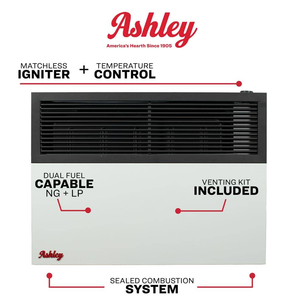 Ashley 17,000 BTU Black and White Stainless Steel Wall Heater
