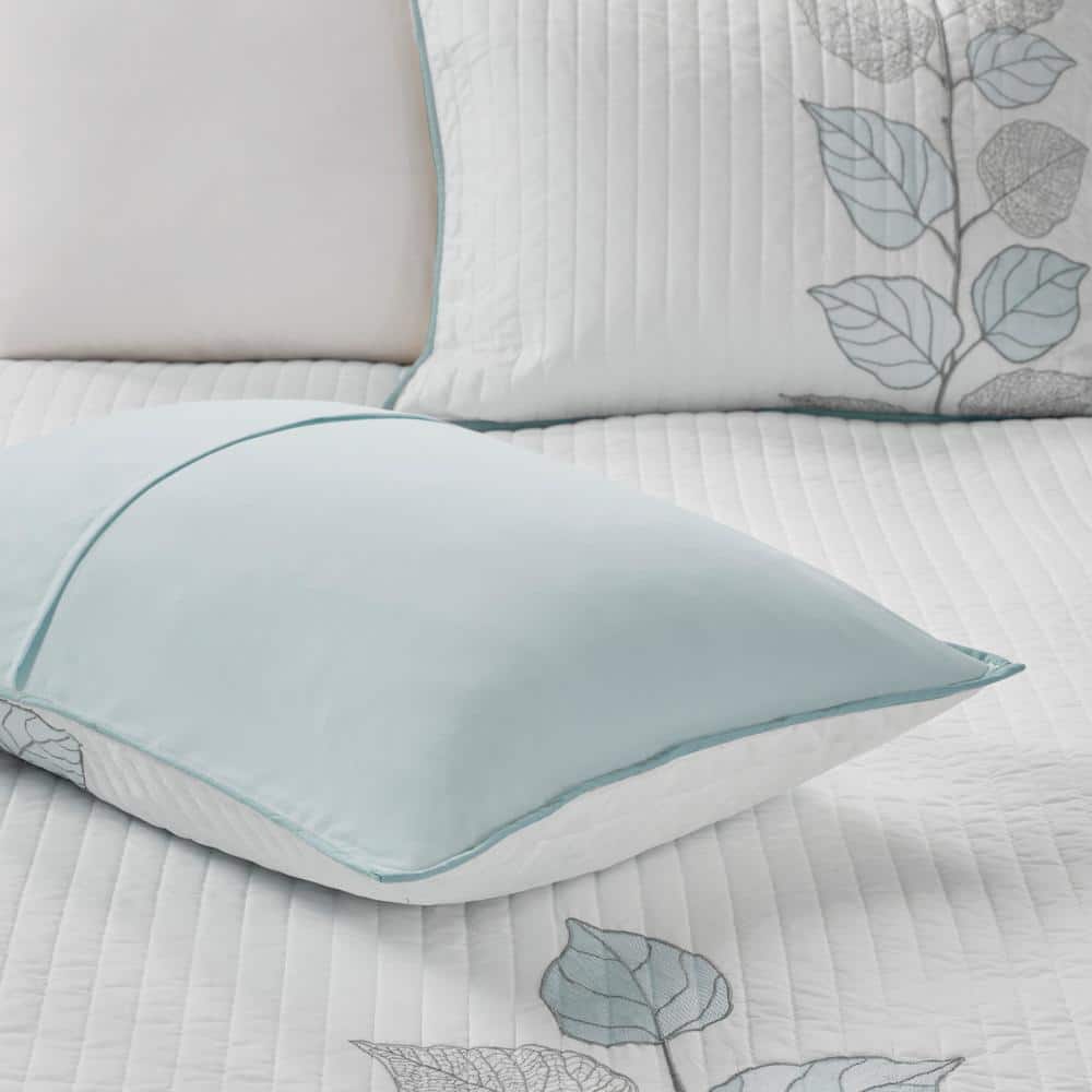 Organic Blue Microfiber Reversible King Quilt Set