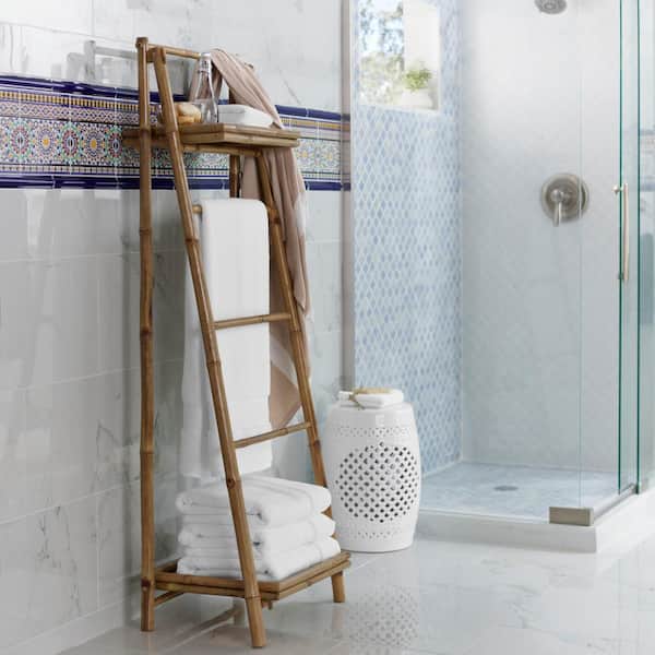 5 ft. Bamboo Ladder Shelf Self-Standing