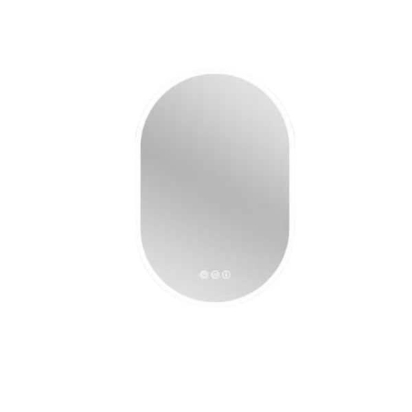 JimsMaison 24 in. W x 35 in. H Large Oval Frameless Anti-Fog LED Light Wall-Mount Bathroom Vanity Mirror in Silver