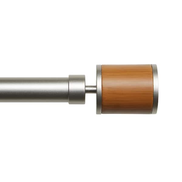 EXCLUSIVE HOME Rimini 66 in. - 120 in. Adjustable Length 1 in. Single Curtain Rod Kit in Matte Nickel with Round Finial