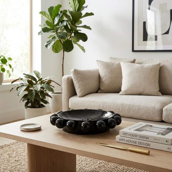 12 in. Black Round Decorative Bowl