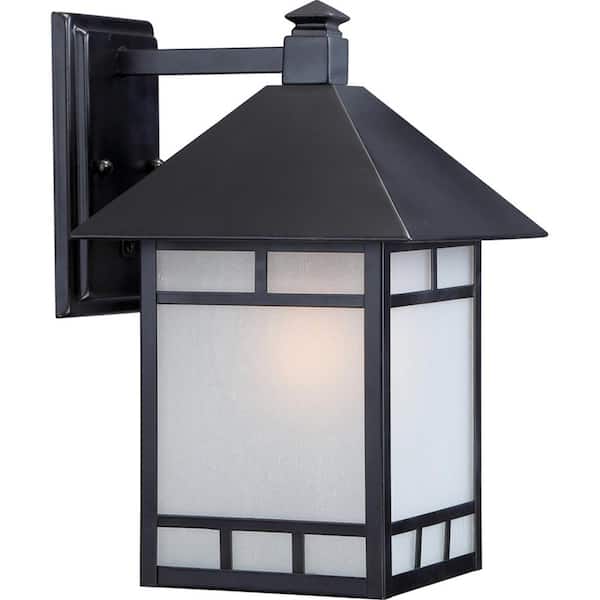 SATCO Drexel Stone Black Outddor Hardwired Wall Lantern Sconce with No Bulbs Included