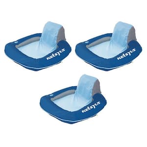 Blue Floating Pool Lounger Inflatable Chair w/Cup Holder (3-Pack), Number of People: 1