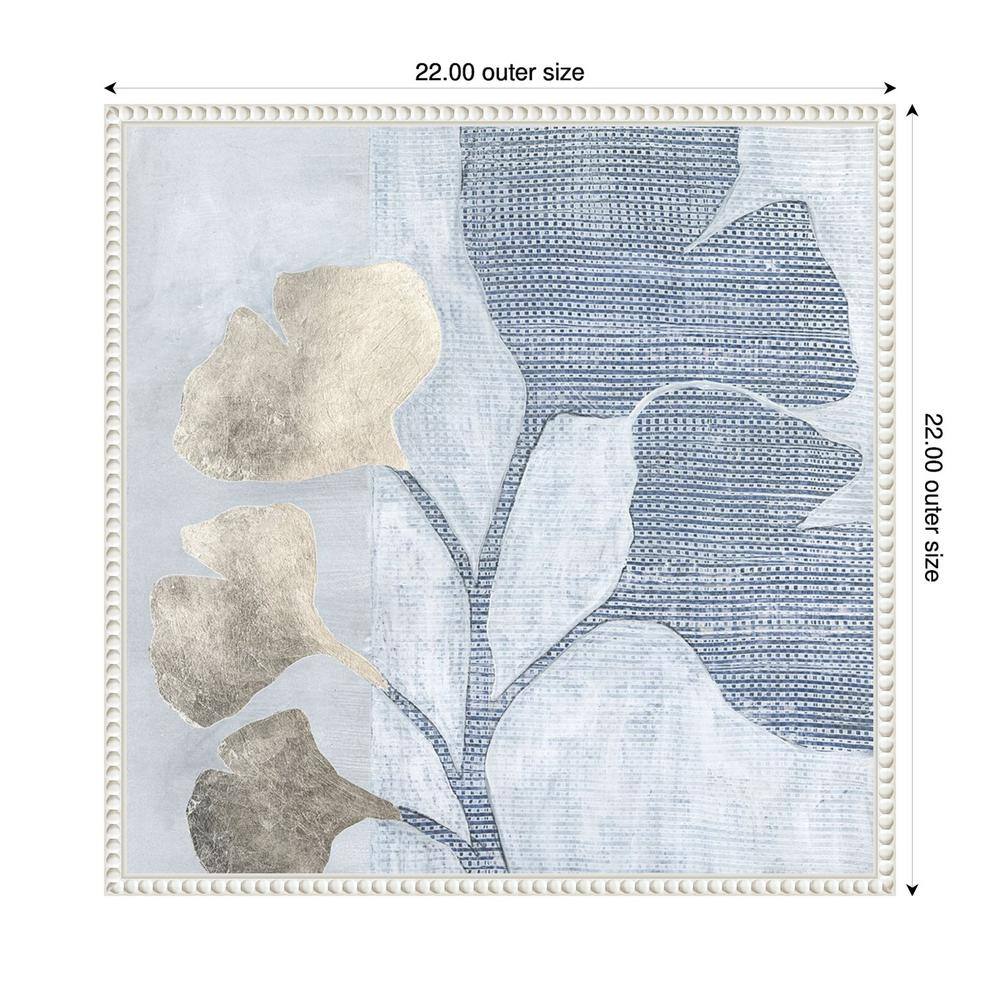 Veiled Garden IV Blue and Gray Abstract Canvas Art with White Frame