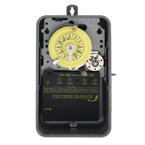 T170 Series 40 Amp 24-Hour Mechanical Time Switch with Skipper and Outdoor Enclosure - Gray