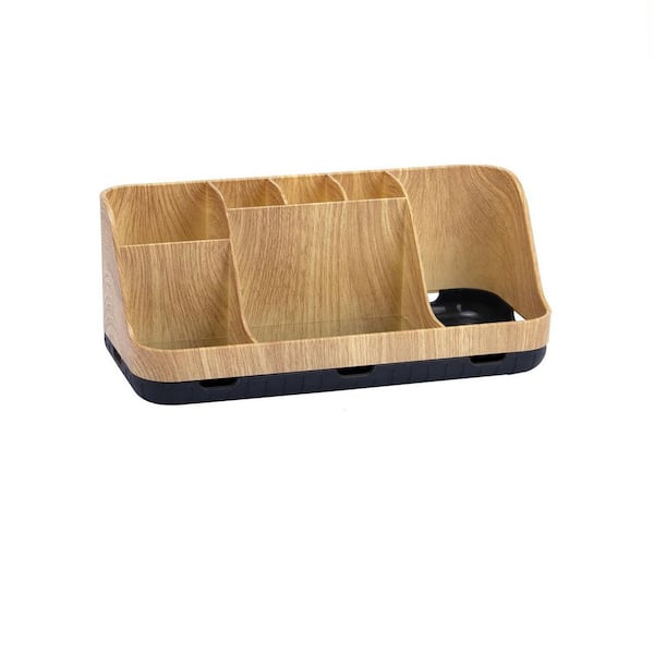 1-Piece Freestanding Toothbrush Holder with Detachable 7 Slots for Bathrooms Countertop in Brown