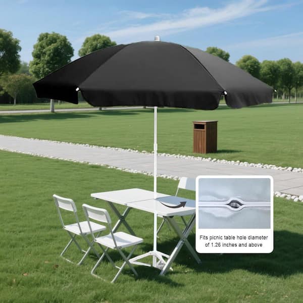 6 ft diameter patio umbrella OGETFUUR 6 ft. Black Beach Umbrella for Sand Portable with Tilt Function, Beach Shade Patio Umbrellas for Outdoor Picnic