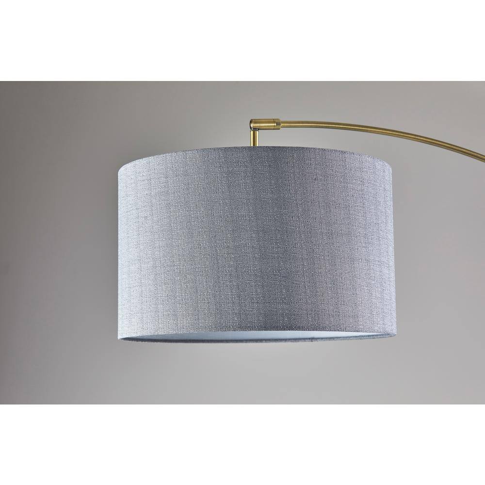 Bergen Black and Brass Arc Floor Lamp with Gray Shade