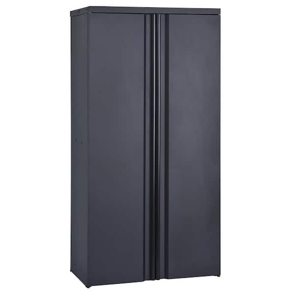Edsal Ready To Assemble 20 Gauge 4 shelf Steel and Aluminum Freestanding Cabinet (36 in. W x 72 in. H x 18 in. D) in Black
