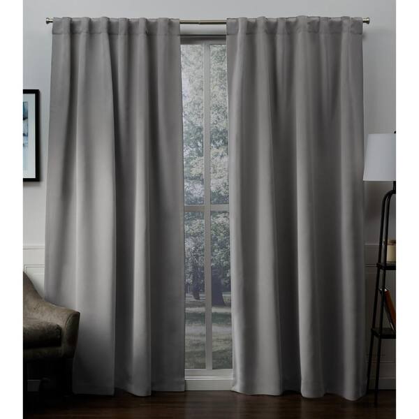 EXCLUSIVE HOME Veridian Grey Thermal Back Tab Blackout Curtain - 52 in. W x 84 in. L (Set of 2)