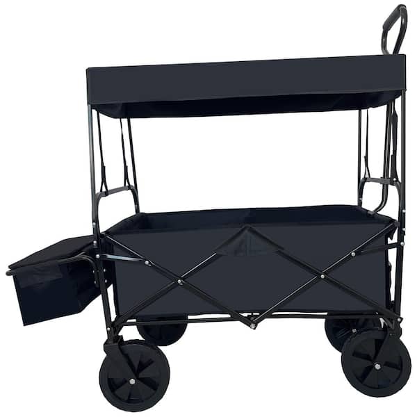 cenadinz 3.5 cu. ft. Steel Collapsible Folding Wagon Push Pull Foldable Beach Wagon Garden Cart
