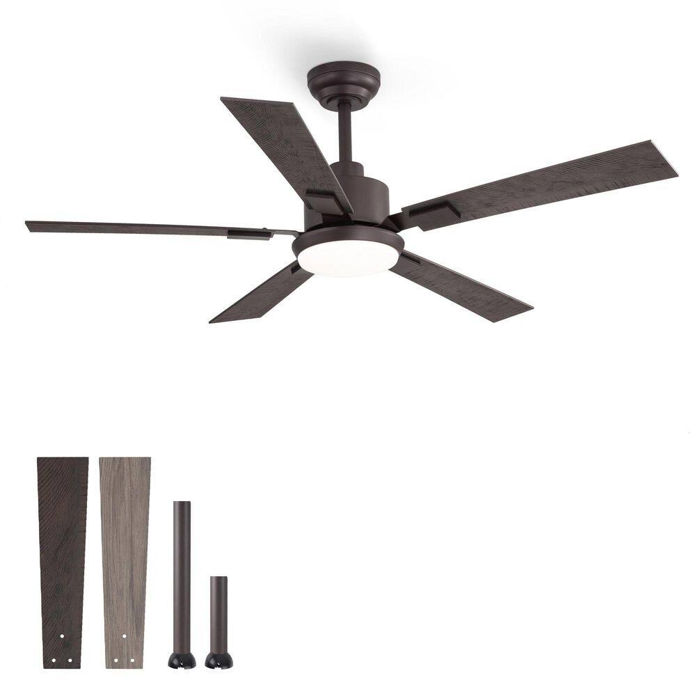 52 in. Indoor/Outdoor Quiet 6-Speed Vintage Brown Downrod Mount Standard Ceiling Fan with Lights with Remote Control price history on PriceWatchPro