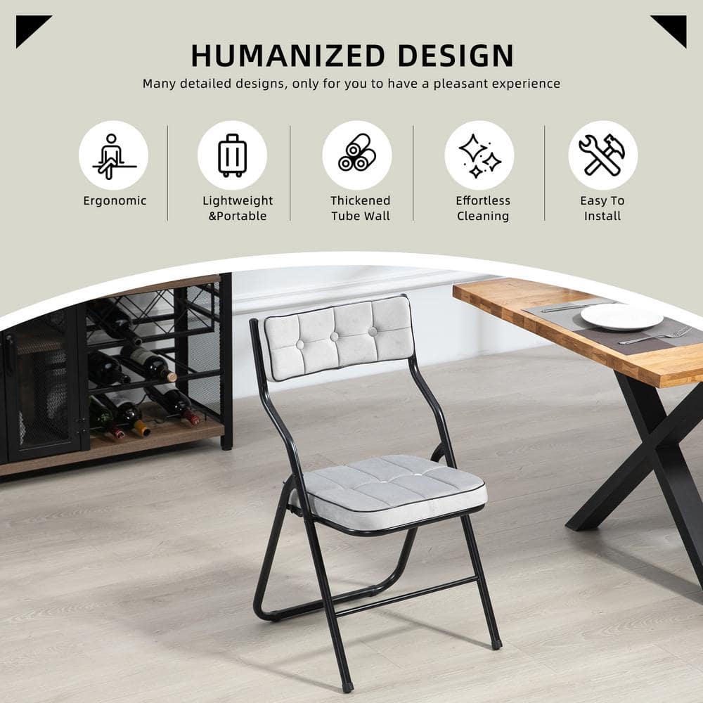 Moonmiss Steel Stackable Folding Dining Chairs with Padded Seats, Set of 4