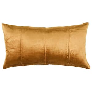 Chad Copper Stripped Plush Velvet Decorative Lumbar 14 in. x 20 in. Throw Pillow