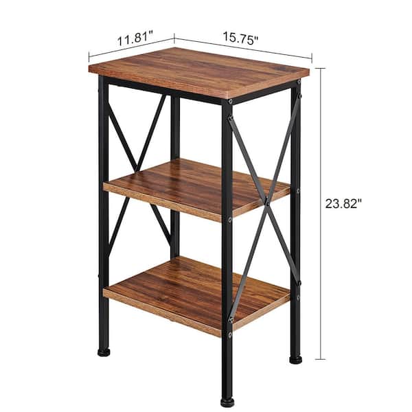 Brown Nightstands with Storage, MDF X-Design Brown Bedside End Tables for Small Space Accent Furniture