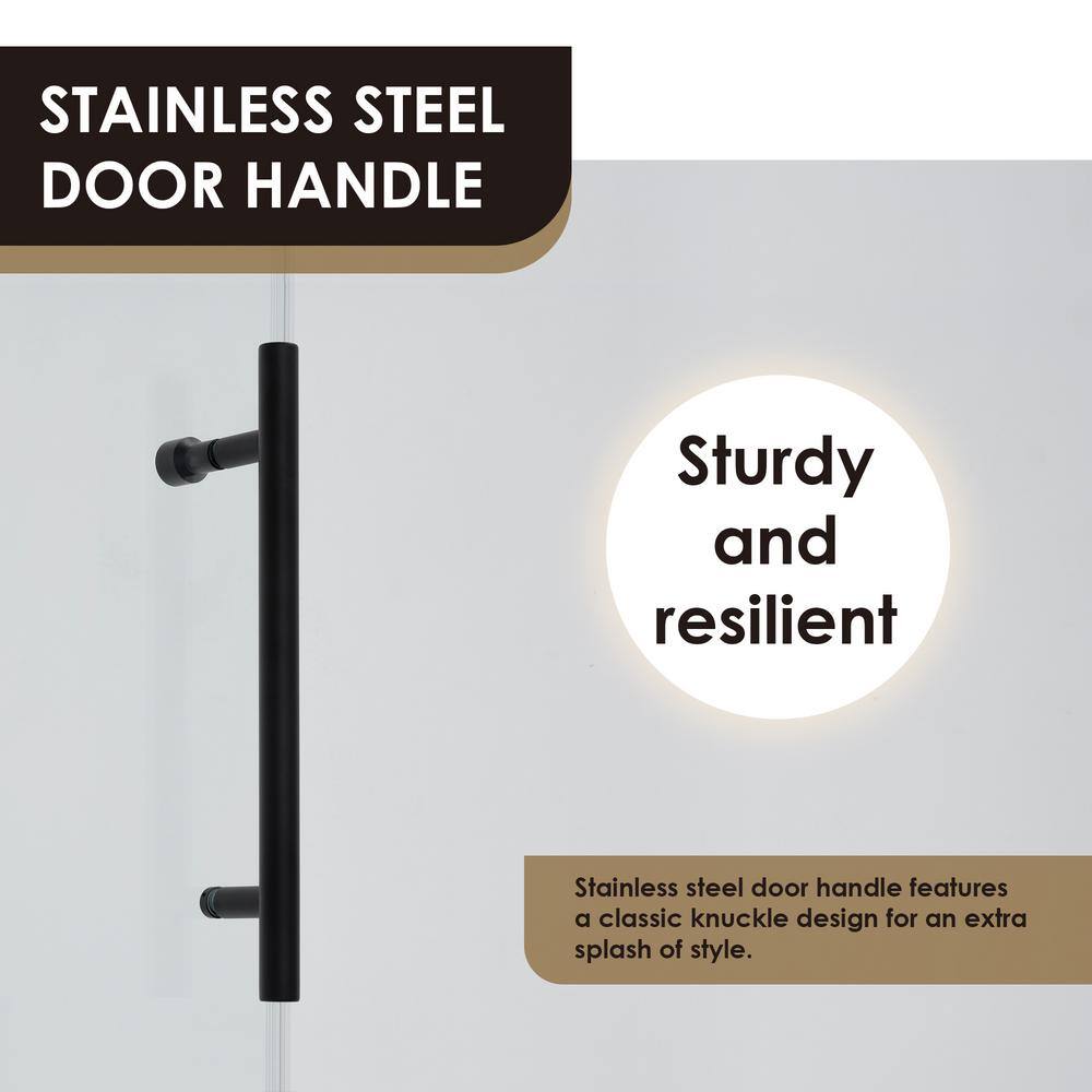Matte Black Frameless Sliding Shower Door with Clear Glass