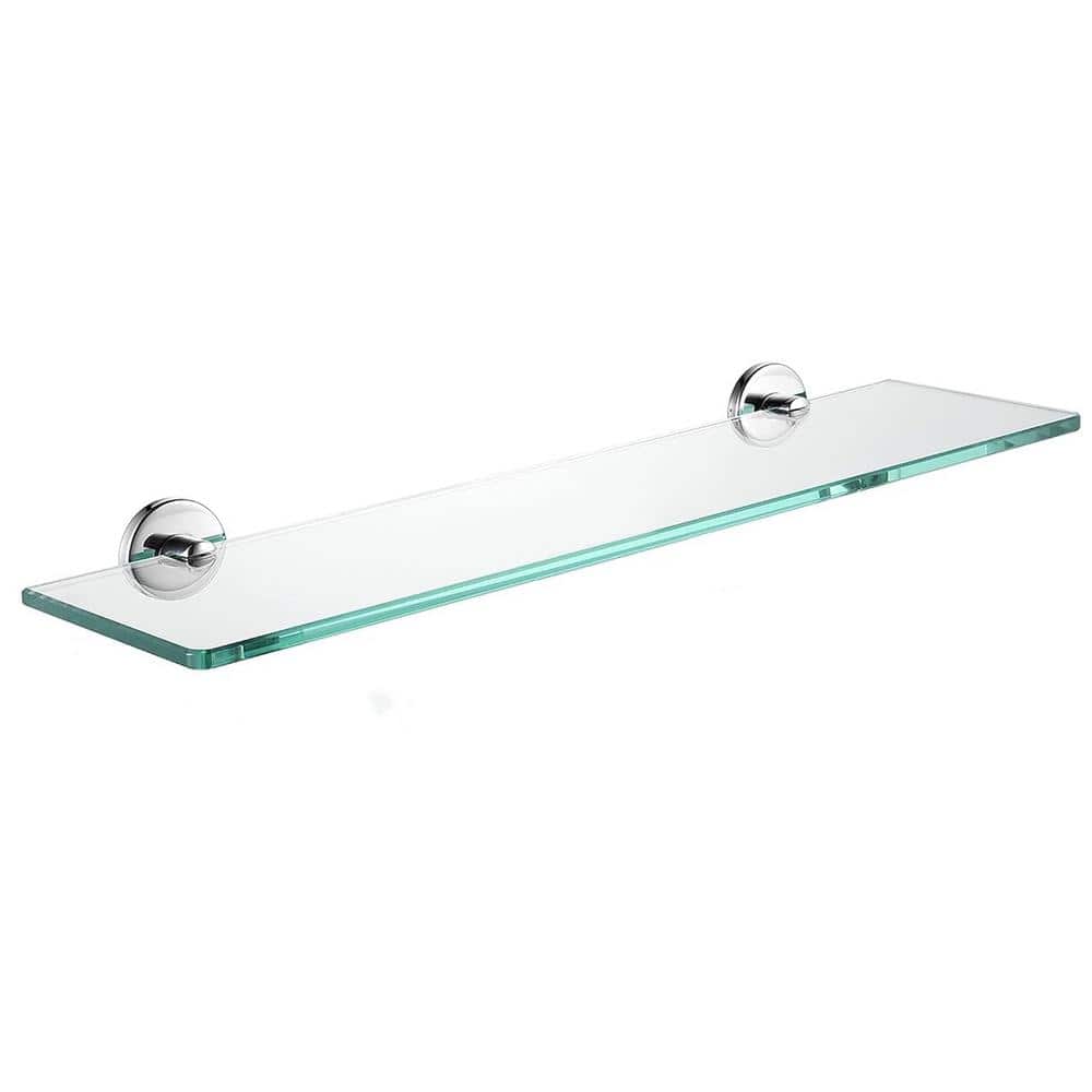 20 in. W x 5 in. D Decorative Wall Shelf, Chrome Bathroom Glass Shelf Wall 