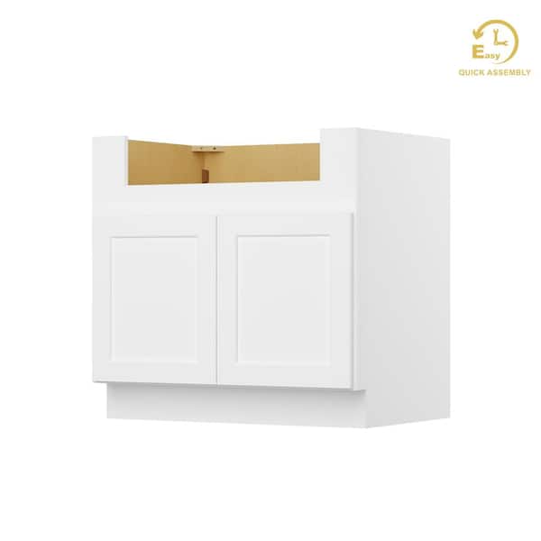 Easy-DIY 36 in. W x 24 in. D x 34.5 in. H in Shaker White Ready to Assemble Farm Sink Bases Kitchen Cabinet