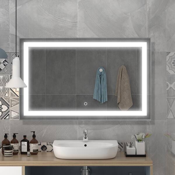 Rectangular Bathroom Vanity Mirror, Large Fog Free Bathroom Mirror