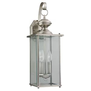 Jamestowne 2-Light Antique Brushed Nickel Outdoor Traditional Wall Lantern Sconce
