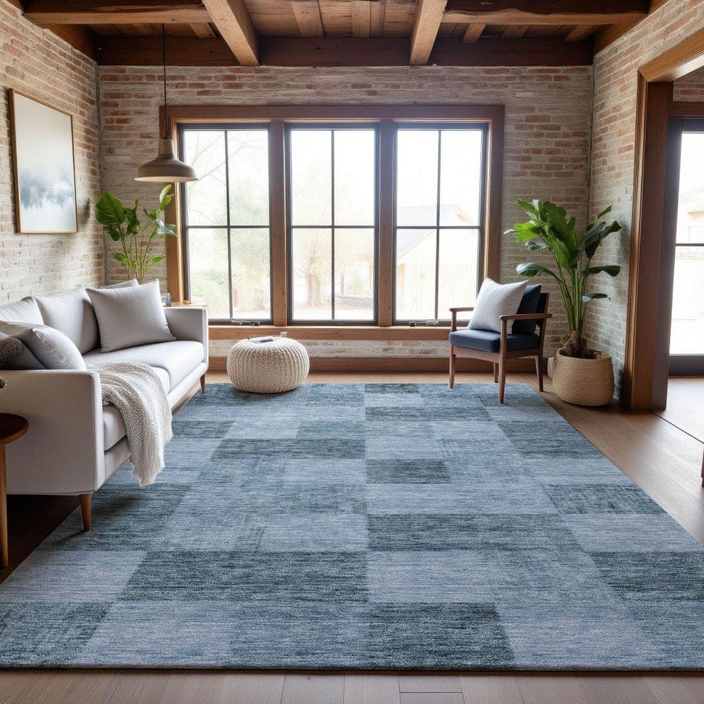 Mayfield Premium Machine Washable Abstract AMF1139 Denim 9 ft. x 12 ft. Area Rug price history on PriceWatchPro