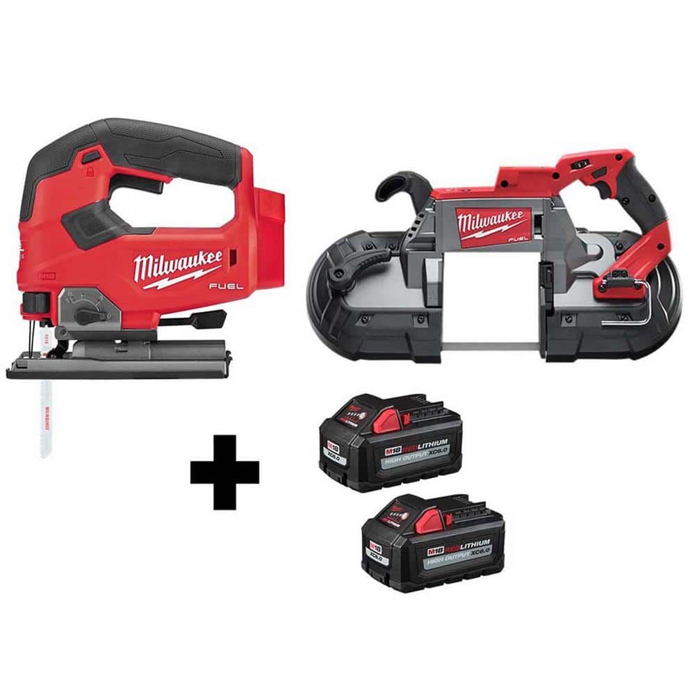 Milwaukee M18 FUEL 18V Lithium-Ion Brushless Cordless Jig Saw and Band Saw  with (2) 6.0Ah Batteries 2737-20-2729-20-48-11-1862 The Home Depot