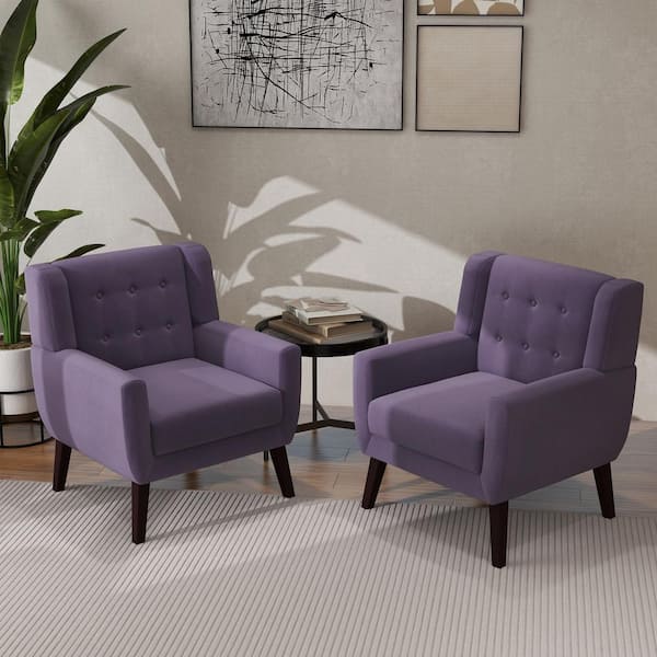 バブリーチェア　パープル　GOODTIME HQZX Classic Solid Wood Leg Dining Chair, Tufted Button
