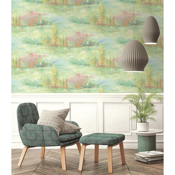 Tree Line Metallic Gold, Teal, and Rust Paper Strippable Roll (Covers 60.75 sq. ft.)