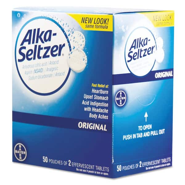 Alka-Seltzer Antacid and Pain Relief Medicine (2-Pack, 50-Packs/Box)