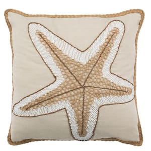 Hema Starfish Natural 18 in. x 18 in. Throw Pillow