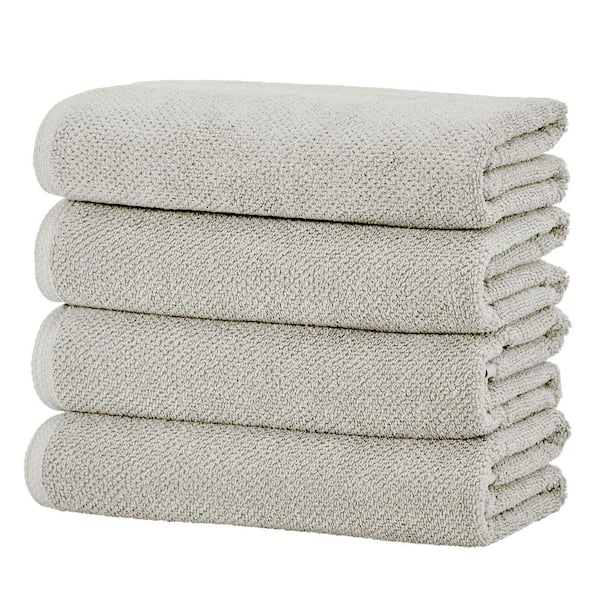 Light Grey 4-Pack Cotton Quick-Dry Bath Towel Set