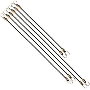 Assorted Size Black Bungee Cords with Dichromate Hooks (6 Pack)