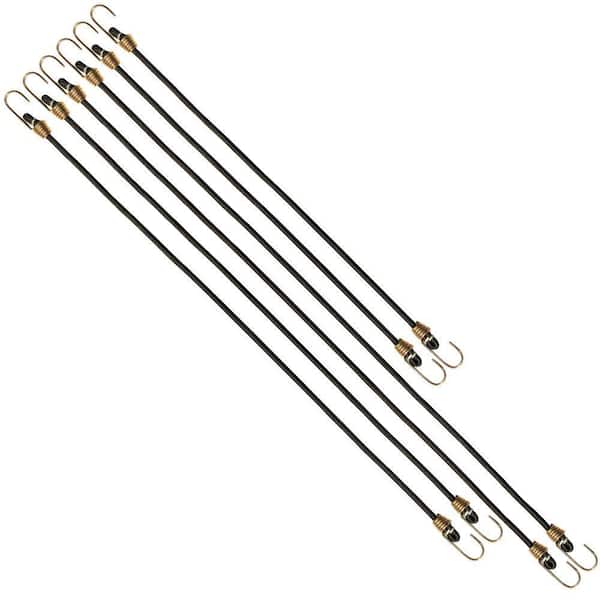 Keeper Assorted Size Black Bungee Cords with Dichromate Hooks (6 Pack)