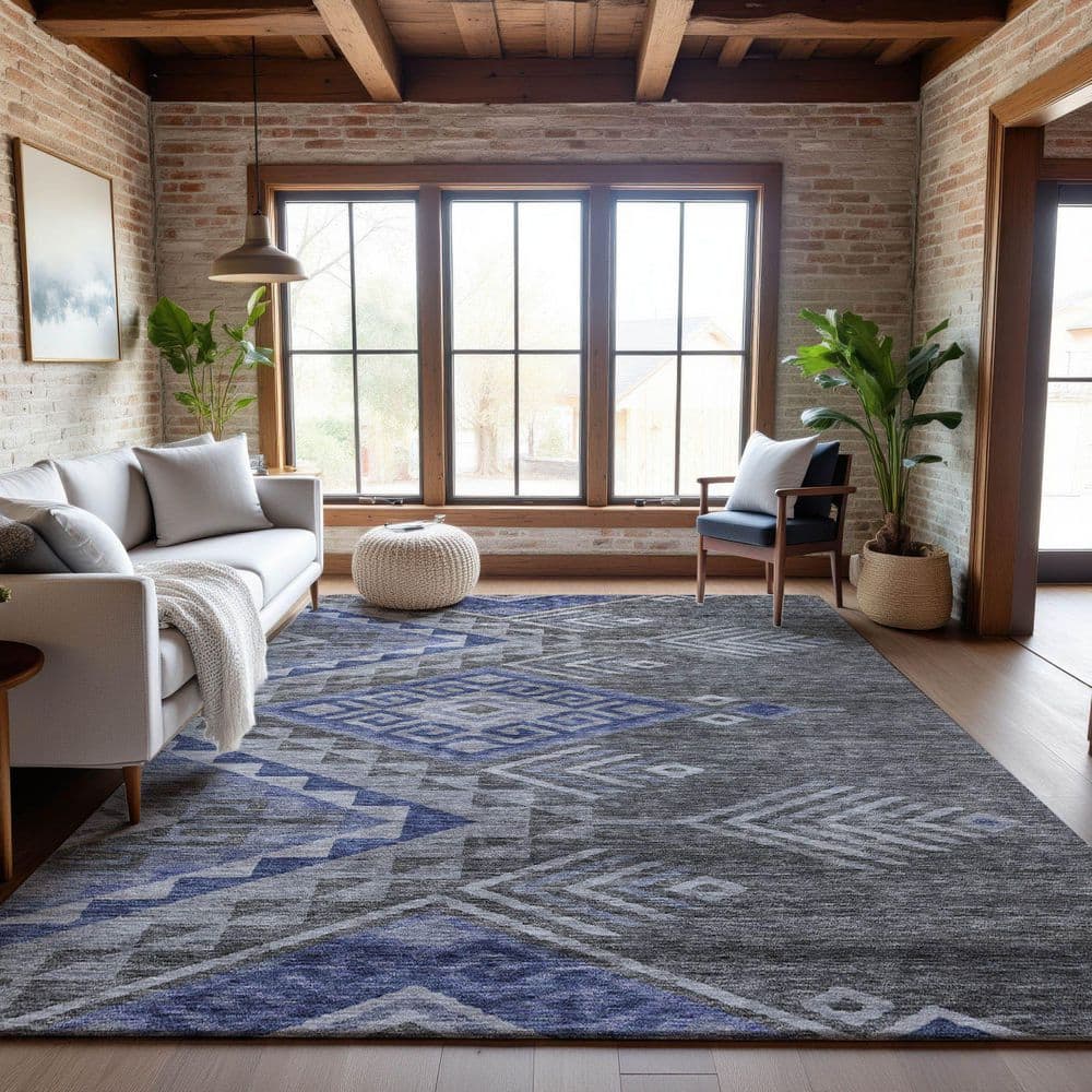 Mayfield Premium Machine Washable Abstract AMF1091 Pewter 9 ft. x 12 ft. Area Rug price history on PriceWatchPro