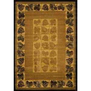 Genesis Pine Cones Natural 1 ft. 11 in. x 7 ft. 4 in. Abstract Polypropylene Area Rug