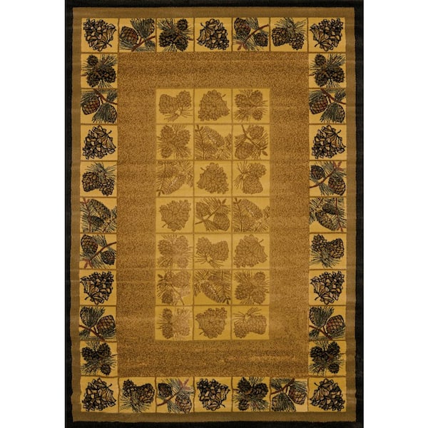 United Weavers Genesis Pine Cones Natural 1 ft. 11 in. x 7 ft. 4 in. Abstract Polypropylene Area Rug
