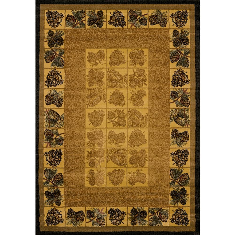 United Weavers Genesis Pine Cones Natural 3 ft. 11 in. x 5 ft. 3 in. Abstract Polypropylene Area Rug 8-Color Incorporated Heavyweight Twisted Heatset Olefin. Designers Genesis is a complete composition of Color, Style, Versatility, and Value. Decor-specific licensed artwork designs show the true rich authentic look ideally designed for theme extreme decorating. Color: Natural.