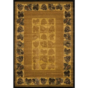 Genesis Pine Cones Natural 3 ft. 11 in. x 5 ft. 3 in. Abstract Polypropylene Area Rug