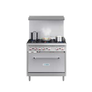 36 in. 6 Burner Commercial Natural Gas Range in Stainless-Steel