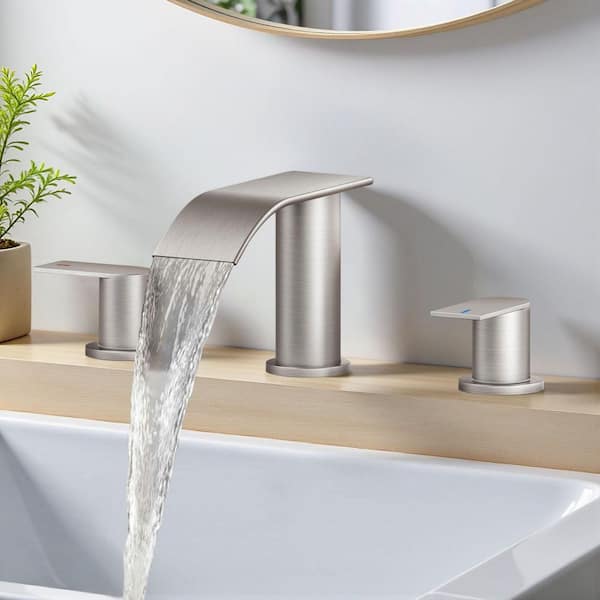 8 in. Widespread Double Handle Bathroom Faucet with Pop-Up Drain in Brushed Nickel