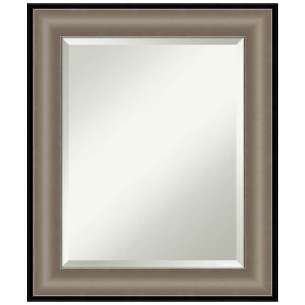 Amanti Art Imperial 21 in. x 24 in. Modern Rectangle Framed Pewter Black Bathroom Vanity Mirror