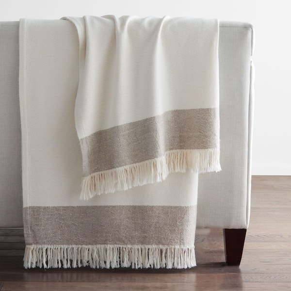 Company Cotton Salma Collection Ivory/Beige Throw Blanket