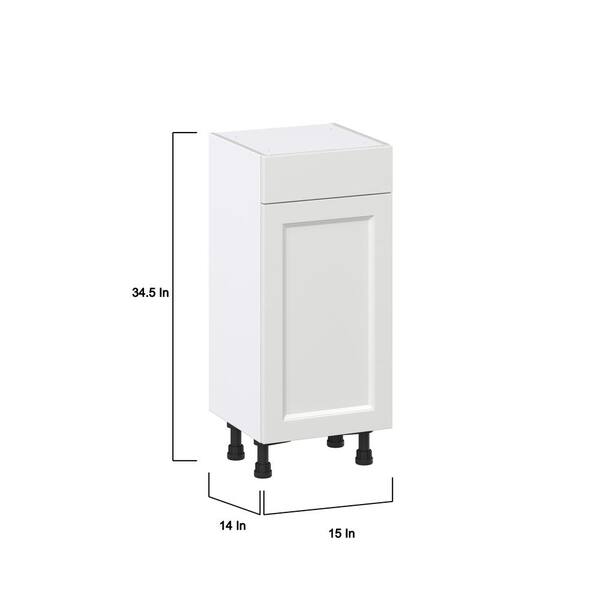J COLLECTION 15 in. W x 14 in. D x 34.5 in. H Alton Painted White Shaker Assembled Shallow Base Kitchen Cabinet with a Drawer